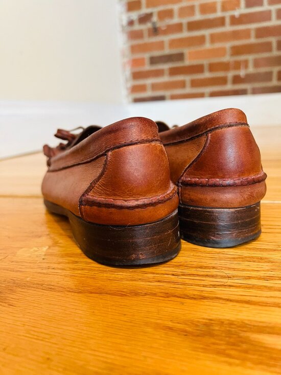 Polo Ralph Lauren Brown Leather Tassel Penny Loafers 8 Bench Made in Maine USA main image 6